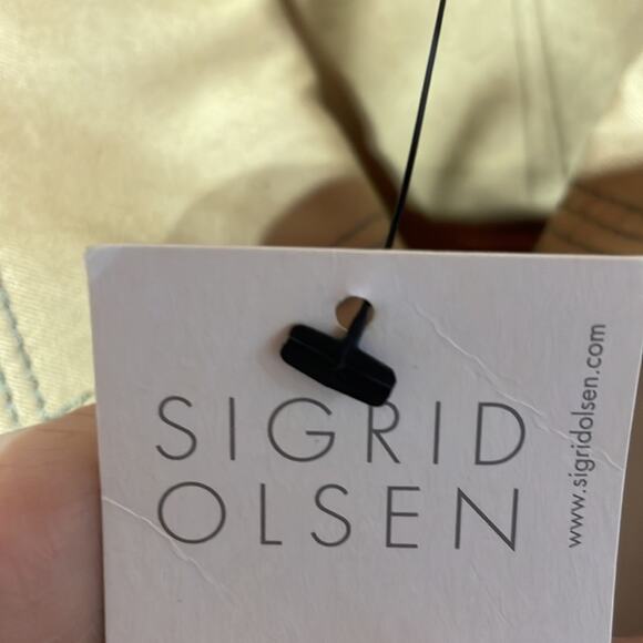 Sigrid olsen 10 3/4 length shaped jacket lined tan jacket grey stitching nwt - Picture 4 of 12